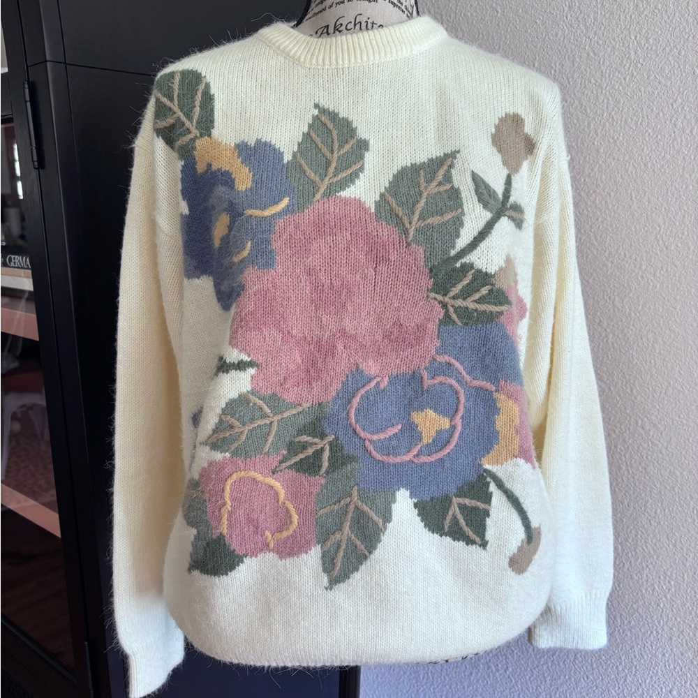 Alfred Dunner Cream Sweater with Floral Design